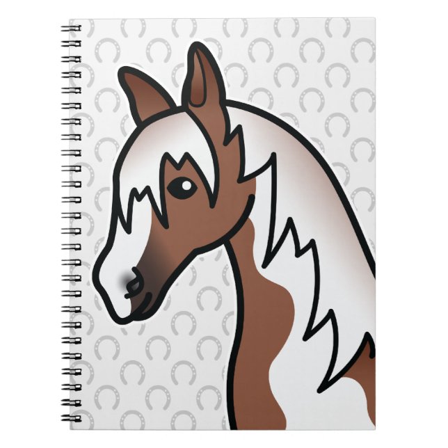 Brown Pinto Cartoon Horse Head Notebook (Front)