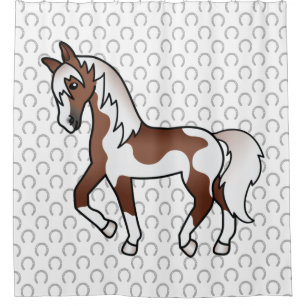 Brown Pinto Trotting Horse Cartoon Illustration