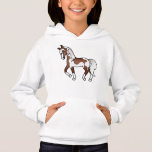 Brown Pinto Trotting Horse Cartoon Illustration