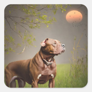 Brown Pitbull Square Sticker