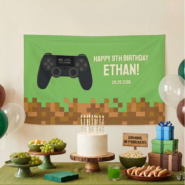 Brown Pixelated Gamer Birthday Banner (Creator Uploaded)