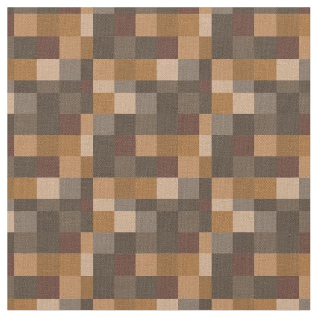 Brown Pixelated Pattern | Gamer Fabric (Close Up)