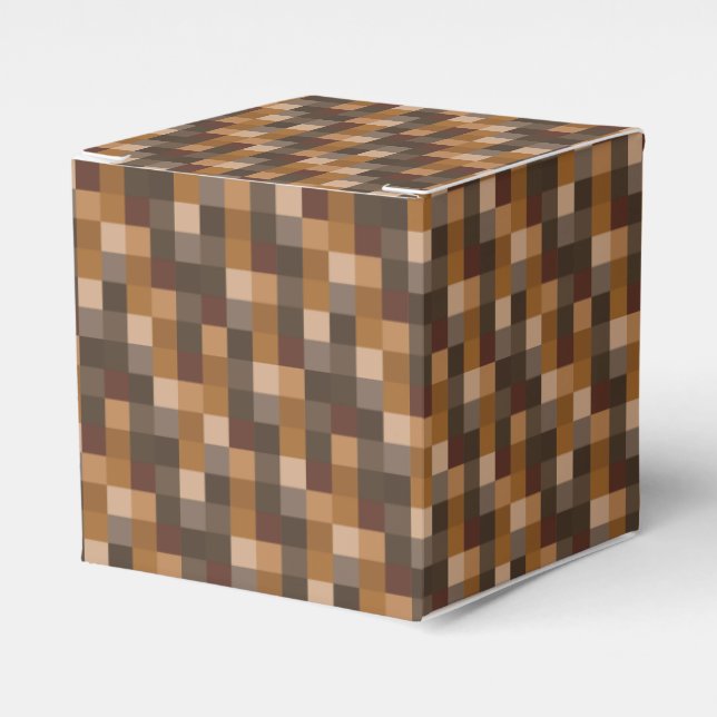 Brown Pixels Pattern Favor Box (Front Side)