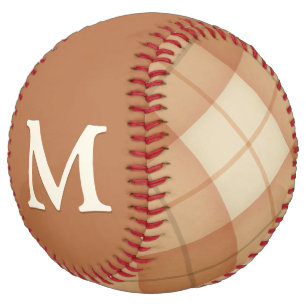 Brown Plaid Baseball Custom Monogram Girl's Pretty Softball