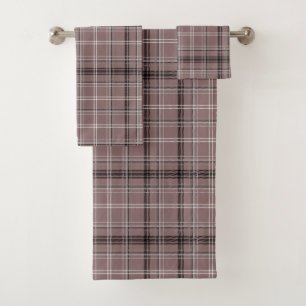 Brown Plaid Bath Towel Set