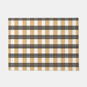 Brown Plaid Check Pattern Doormat