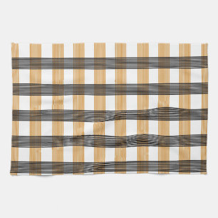 Brown Plaid Check Pattern Kitchen Towel