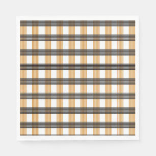Brown Plaid Check Pattern Napkin