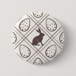 Brown Plaid Easter 2 Inch Round Button