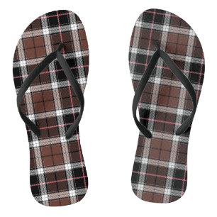 Brown Plaid Flip Flops