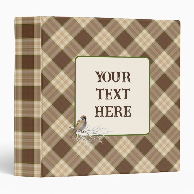 Brown Plaid Pattern with Bird Binder (Front/Spine)