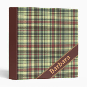 Brown Plaid Personalized  Binder