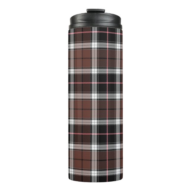 Brown Plaid Thermal Tumbler (Front)