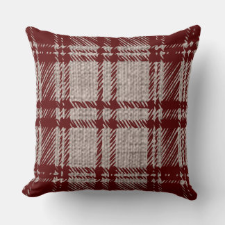 Brown Plaid Throw Pillow