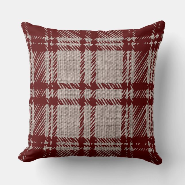Brown Plaid  Throw Pillow (Front)
