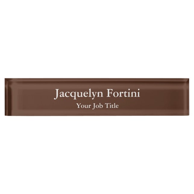 Brown Plain Elegant Modern Minimalist Nameplate (Front)