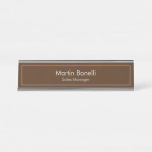 Brown Plain Simple Modern Professional Desk Name Plate