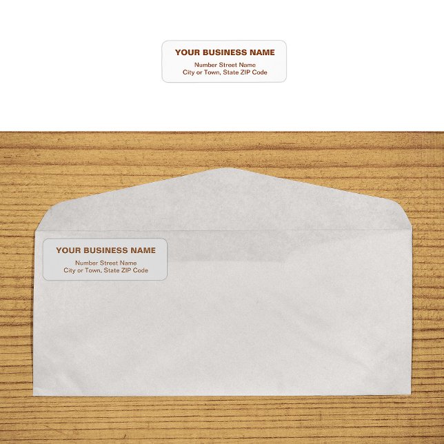 Brown Plain Text Business Return Address Label (Business return address label in brown plain text)