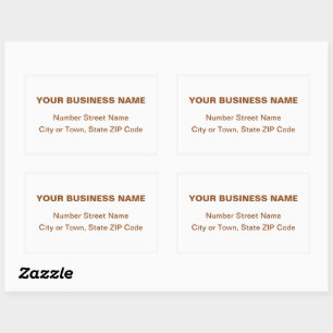 Brown Plain Texts Business Address on White Sticker