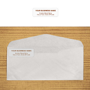Brown Plain Texts Business Return Address Label