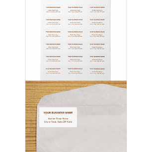 Brown Plain Texts on White Business Address Label