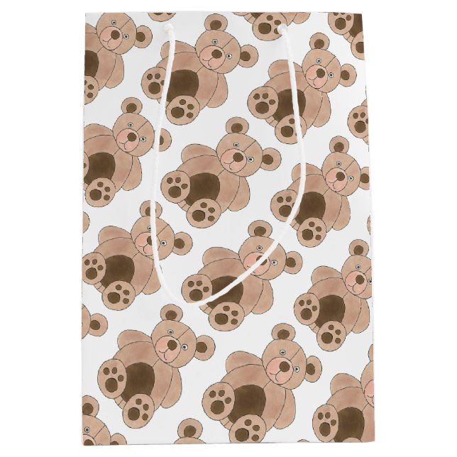 Brown Plush Toy Teddy Bear Stuffed Animal Birthday Medium Gift Bag (Front)