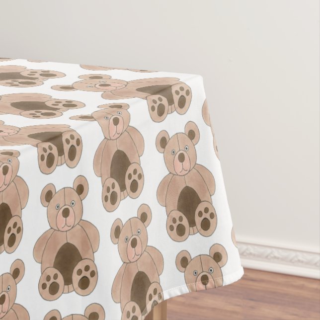 Brown Plush Toy Teddy Bear Stuffed Animal Birthday Tablecloth (In Situ)