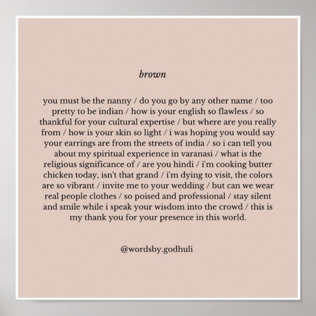 "Brown" Poetry Print (Front)