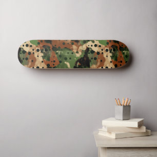 Brown Polcamo Polka Dot and Camouflage Hybrid Skateboard