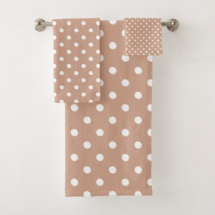 Brown Polka Dot Bath Towel Set
