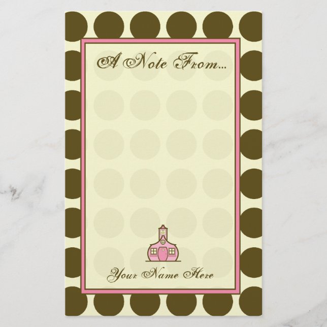 Brown Polka Dot Fashion Stationery for Teachers (Front)