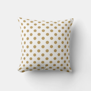 Brown Polka Dots Pattern on White Background Throw Pillow