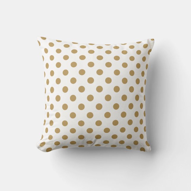 Brown Polka Dots Pattern on White Background Throw Pillow (Front)