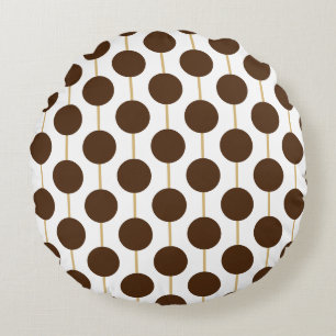 Brown Polka Dots Round Pillow