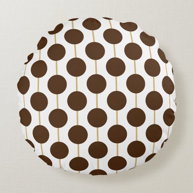 Brown Polka Dots Round Pillow (Front)