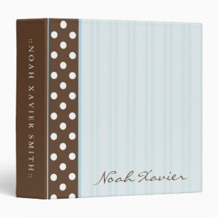 Brown Polkadots/Blue Stripes Binder