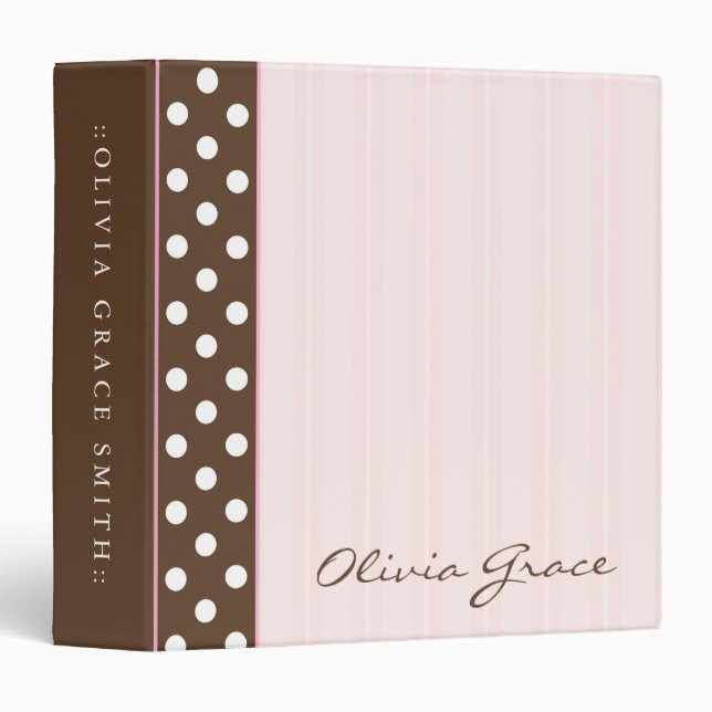 Brown Polkadots/Pink Stripes Binder (Front/Spine)