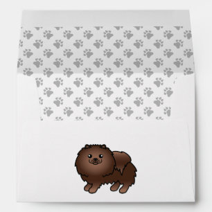 Brown Pomeranian Cute Cartoon Dog Envelope