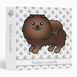 Brown Pomeranian Cute Cartoon Dog & Text Binder