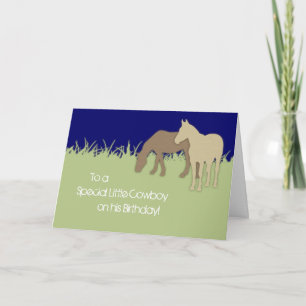 Brown Ponies Cowboy Birthday Card