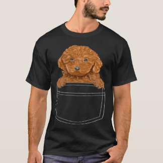 Brown Poodle Dog In Pocket  Dog T-Shirt