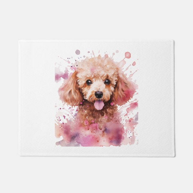 Brown Poodle Puppy, Baby Dog, Colour Splashes, Wat Doormat (Front)