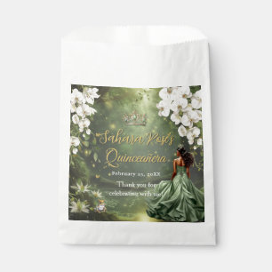Brown Princess and Frog Sage Green Quinceanera 16 Favour Bag