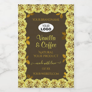 Brown Product Label Yellow Roses in Bloom add Logo