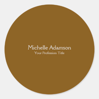 Brown Professional Plain Modern Classic Round Sticker