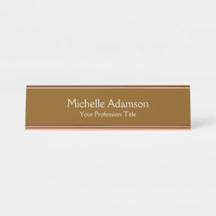 Brown Professional Plain Modern Desk Name Plate