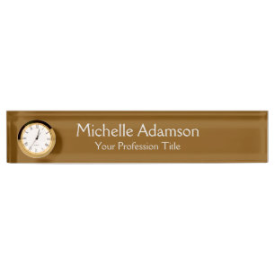 Brown Professional Plain Modern Nameplate
