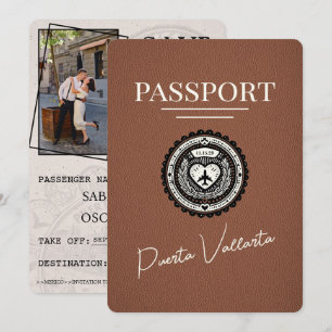 Brown Puerta Vallarta Passport Save The Date