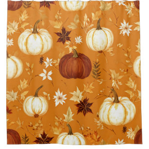 Brown Pumpkin Floral Autumn and Fall Pattern