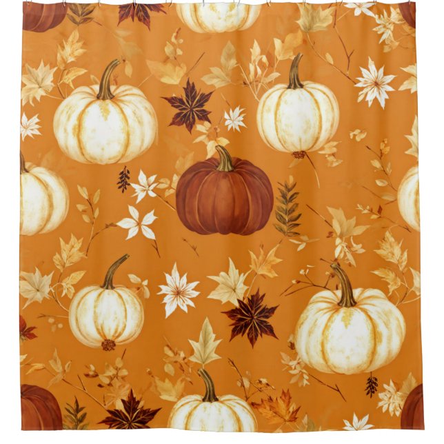 Brown Pumpkin Floral Autumn and Fall Pattern (Front)